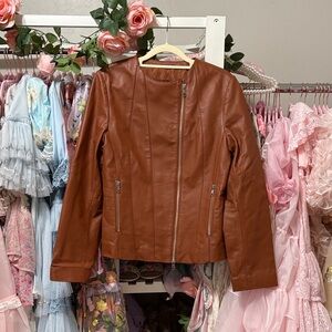 Elegant Tan Leather Jacket for Women